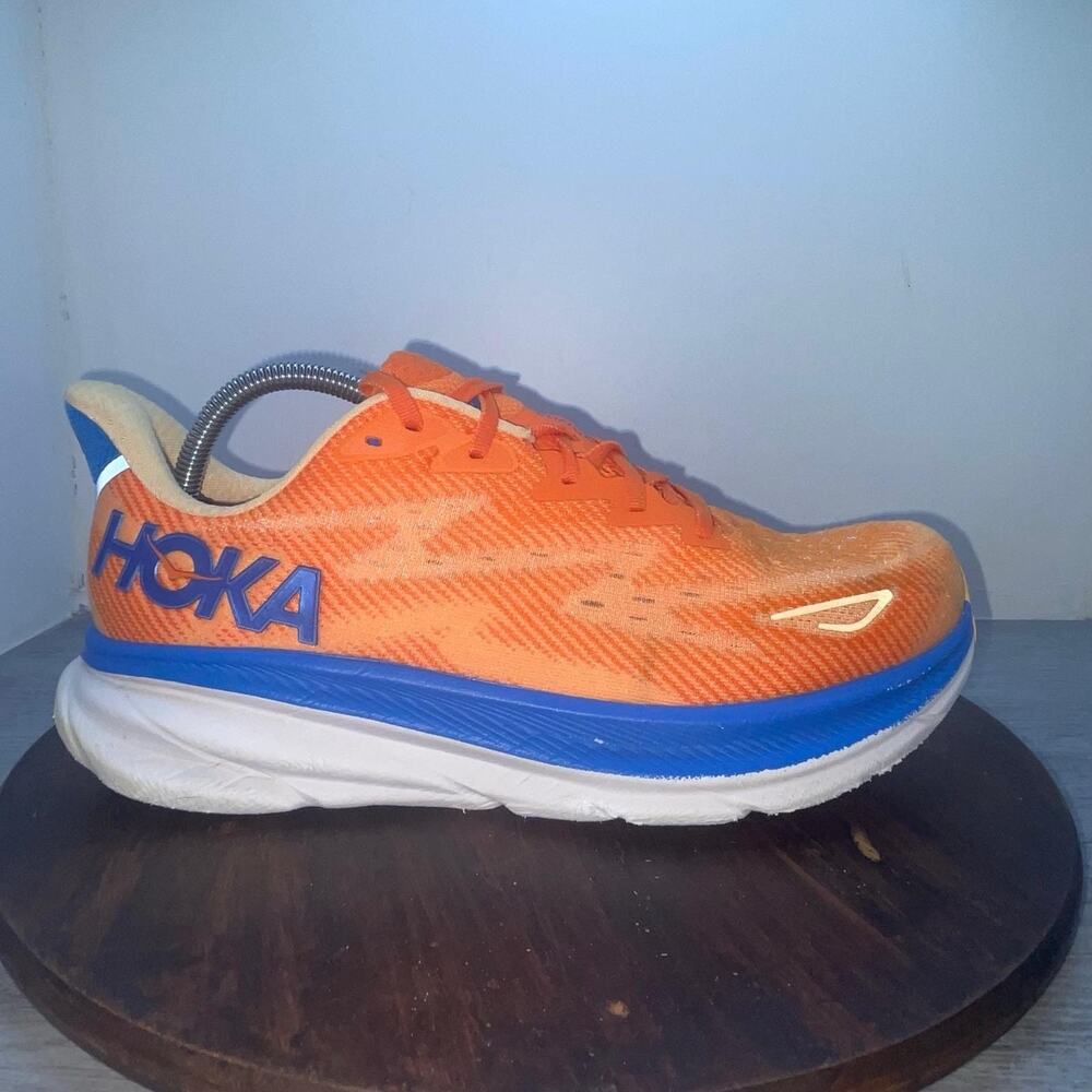 Hoka One One Clifton 9 Orange Mesh Running Shoes Men's Size 10 2E US Running